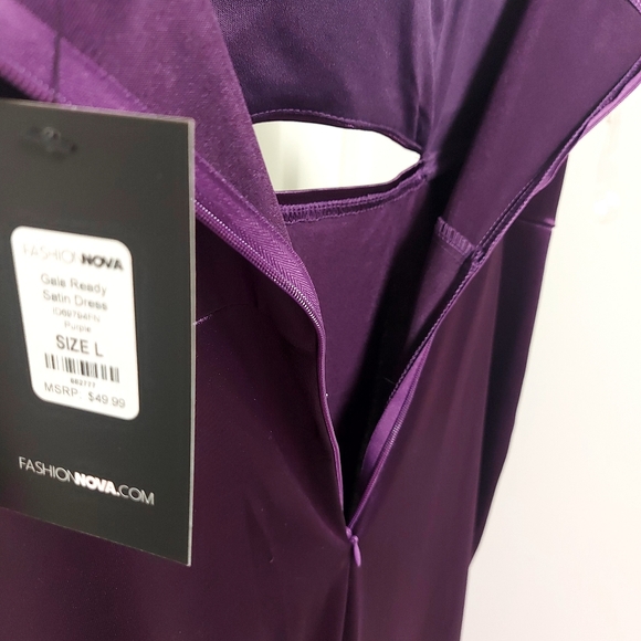 Elegant Purple Satin Dress - Picture 3 of 6